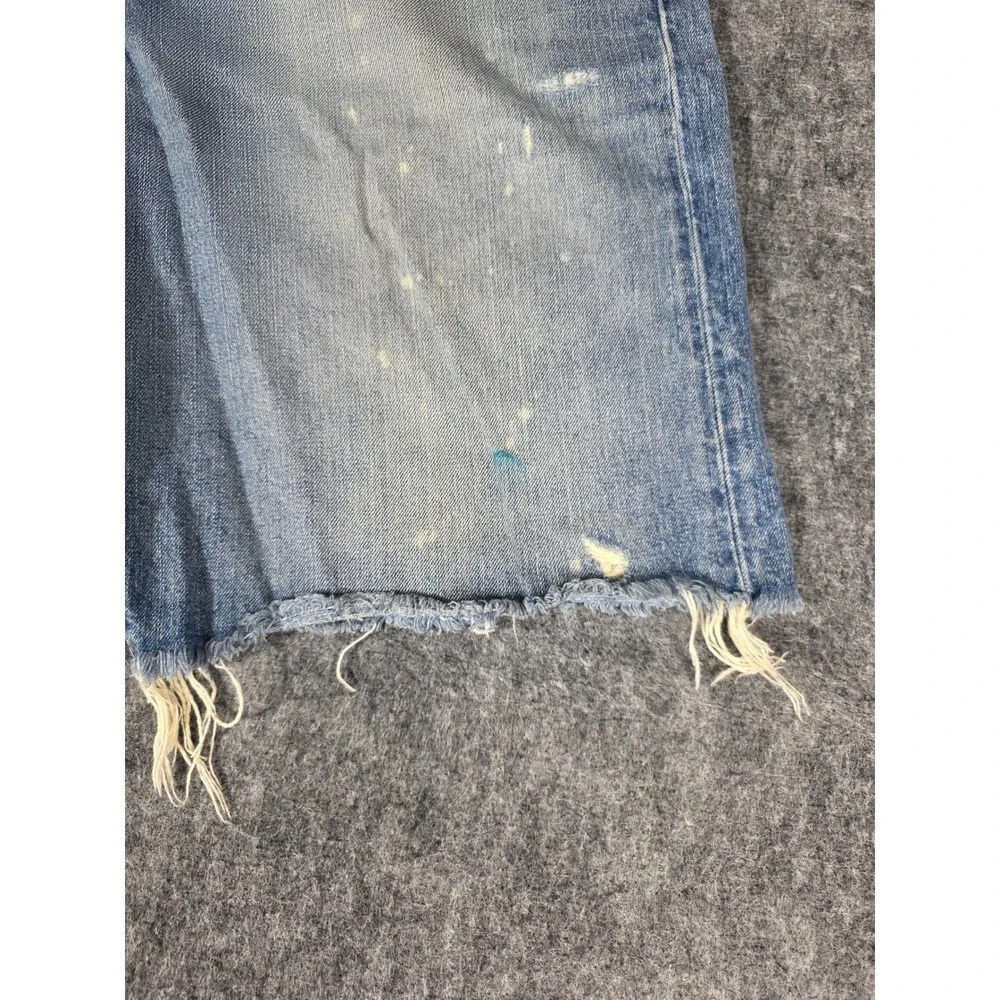 Polo Ralph Lauren Mens Distressed Cut Off Denim Shorts Light Wash Paint Splatter